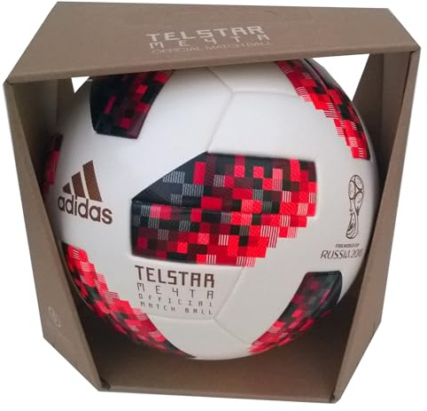 adidas Fußball als Fanartikel der Weltmeisterschaft in Russland 2018, offizieller Artikel des Fifa World Cups, Größe 5, Weiß und Rot