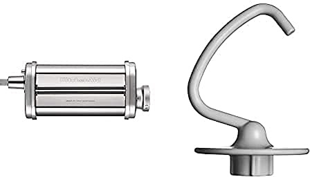 KitchenAid 5KSMPSA Pasta Sheet Roller (Optional Accessory for KitchenAid Stand Mixers) with UK 5K452DH Dough Hook, White
