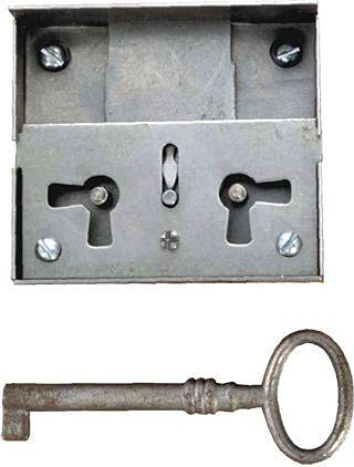 Antikhof Möbelschloss Eisen Plank,Höhe:6,0 cm,Breite: 4,2 cm, Dornmaß: 2,5 cm,Bestellnummer: KAS 25