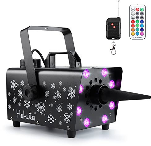 Snow Machine, Hakuta 800W Snow Machine with 8 LED RGB Lights, 13 LED Lighting Colors and 2 Remotes, Perfect for Halloween, Christmas, Wedding, Parties and DJ Stage