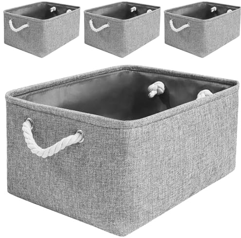 Mangata Stoff Aufbewahrungskorb für Schrank, Mehrere Größen und Farben, Regalkörbe Aufbewahrungsbox, 4er Pack (Grau, Mittel)