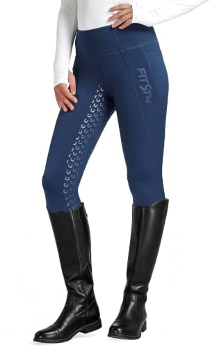 FitsT4 Sports Damen Winterreitleggings Vollbesatz Reithose mit Fleecefutter | Reithose damen winter mit Fleecefutter mit Handytasche und Gürtelschlaufenfür das Reittraining und für Reitturniere