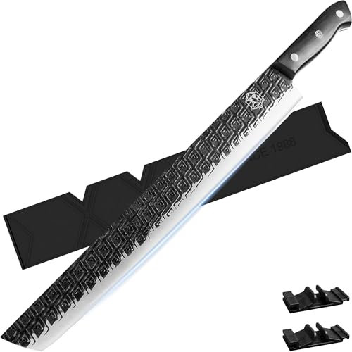 XYJ 14,5 Pollice Affetta Coltello Da Cucina Con Guards Protector, Acciaio Affiliatore, Coltelli Chef, Coltello Da Taglio Vegetale, Lama Lunga Antiaderente, Full Tang, Acciaio Ad Alto Carbonio