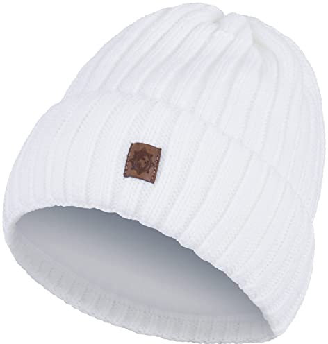 Compagno Kindermütze Wintermütze Mädchen Jungen 2-10 Jahre Beanie Strickmütze 105, Farbe:Weiß