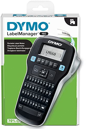 DYMO Étiqueteuse LabelManager 160 | Clavier AZERTY | Imprimante Portable d'Étiquettes Autocollantes