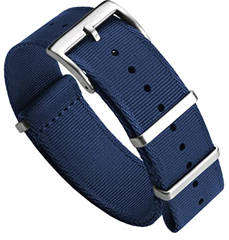 WatchGecko Bracelet de montre en nylon Signature, bleu, 20 mm