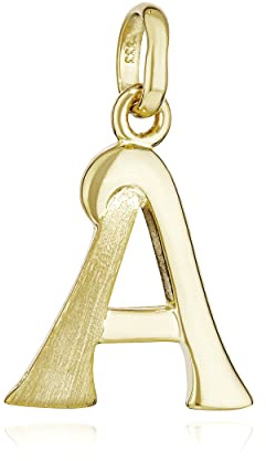 NKlaus Kettenanhänger Buchstabe aus 333 Gelbgold, 8 Karat, 14x10mm, 1 Stück | Teilmatt; ca. 0,6g