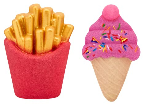 Holler and Glow Fry-Yay! Bath Bomb Gift Set, Fries & Ice Cream Shaped Bath Bombs, Sweet Scented, Playful & Quirky, Fizzy, Colourful, Vegan, Cruelty Free Novelty Gift, 300 G