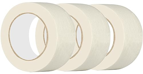 JayJayup Masking Tape 2 inch Wide 3 Pack, Painting Tape for General Purpose Use, 2 inches x 55 Yards x 3 Rolls, 165 Yards in Total