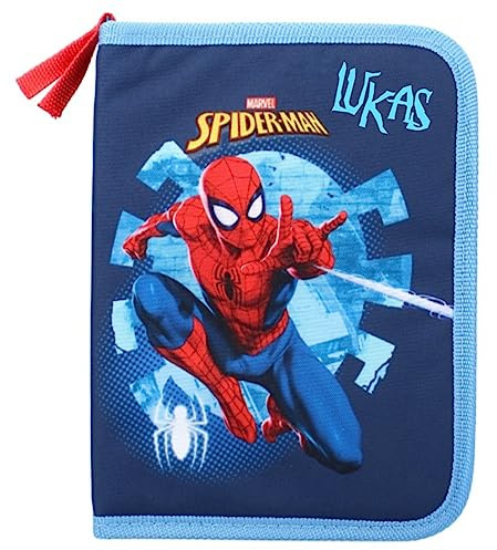 Undercover Gefülltes Federmäppchen Spider-Man mit Name personalisiert | Superhelden Federtasche für Kinder Jungen und Mädchen | Mappe mit Inhalt Stifte für Grundschule Schulstart