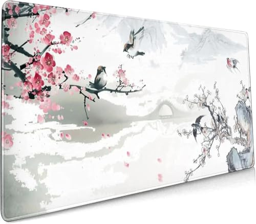Peinture À L'Encre Tapis de Souris Grand, 1200x600mm XXL Gaming Mouse Pad, Tapis de Souris Caoutchouc Naturel Antidérapant, Mouse Mat d'Ordinateur Durable pour Souris Claviers Gamer Bureau