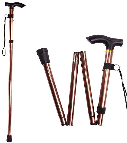 Gehstock Klappbar Damen - Faltbarer Krückstock Spazierstock Aus Aluminium, Rot, Einstellbar, Verstellbar, Höhenverstellbar, Haltbar, Ausziehbar