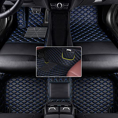 Awotzon Tapetes para Auto Personalizadas Adecuadas para el 98% de los Modelos, Alfombrillas de Coche Son Impermeables y Todos los Climas Tapetes Antideslizantes y Protegen Coche (Negro Azul)