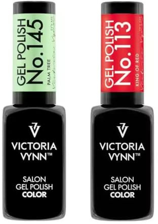 Victoria Vynn - Juego de esmaltes de uñas de gel (n.º 145 Palme Tree y n.º 113, King of Red), esmalte de uñas muy duradero en colores de moda, rojo vino y natural, ideal para manicura y pedicura