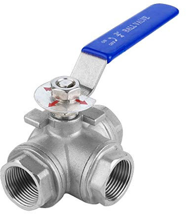 Pushfit-Kugelhahn, 3-Wege-Kugelhahn vom Typ L/T aus Edelstahl, 1/4 Zoll, 3/8 Zoll, 1/2 Zoll, 3/4 Zoll, 1 Zoll DN8 DN10 DN15 DN20 DN25 Kugelhahn mit Innengewinde, 1 Stück (Farbe: DN8, Größe: L-Typ) (Fa