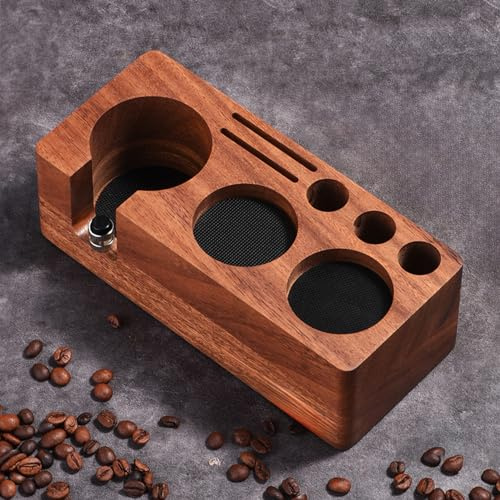 TREELF Espresso Tamping Station(51/54MM), Espresso Coffee Anti-pressure Pad Stand, Espresso Organizer & Portafilter Holder ， Coffee Station Organizer for Countertop, MF-188US