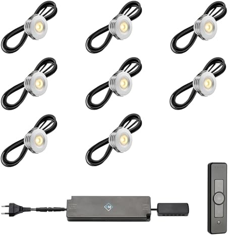 Hamulight LED Einbaustrahler Terrassenüberdachung Pals ab mit Fernbedienung | Wintergarten Beleuchtung - Einbauleuchten - Terrassendach - Überdachung | 3W - Dimmbar - Warmweiß | Set mit 8 Stück