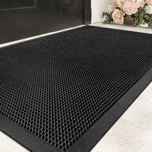 COLOR&GEOMETRY Door Mat Outside Entrance 61x91.5cm, Non Slip Dirt Trapper Front Door Mat Indoor & Outdoor, Heavy Duty Rubber DoorMat, Easy Clean Outdoor DoorMat, Large Doormat - Black
