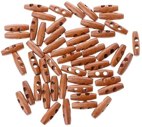 50 Stück Knebelknöpfe aus Holz, 2 Löcher, 30 mm, Nähen, Mantel, Kleidung, Zubehör, Basteln