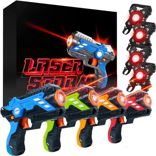 Laser Tag Game Set of 4 Guns and 4 Shields, Laser Gun, Laser Tag Guns Set of 4, Laser Tag for Boys Girls, Kids Laser Tag Set, Laser Tag Sets with Gun and Vest, There is a manual,screwdriver battle