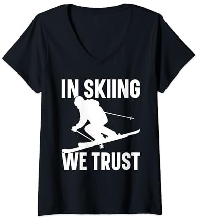 Damen Skiausrüstung Skiausrüstung Skizubehör Skisport T-Shirt mit V-Ausschnitt