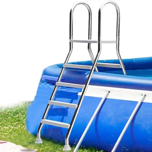 FDSGEEE Poolleiter aus Edelstahl, 132 cm, 4-stufige Poolleiter, rutschfeste Pool-Stufen über dem Boden, maximale Tragfähigkeit 227 kg Leitern, für Hinterhof-Pool
