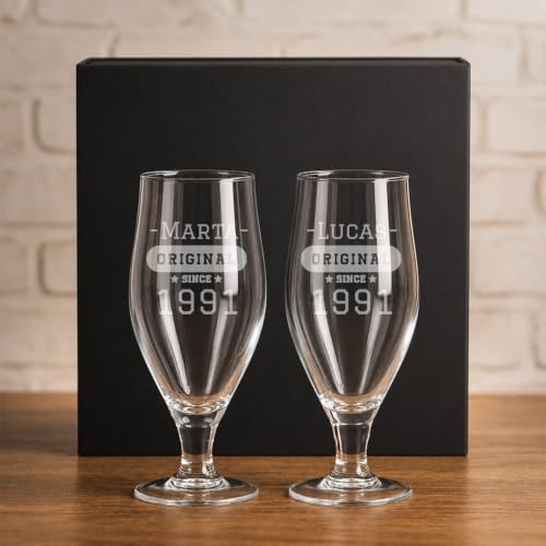Wanapix|Verre à bière personnalisable|Cadeau gravé|50 cl.|Original since | Verre écologique sans plomb, cadeau original pour les amateurs de bière