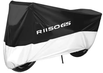 ZNCOJL Allwetter Motorradabdeckung Für BM&W R1150GS Motorrad-Schutzhülle Für Den Außenbereich Wasserdicht Staubdicht Sonnenschutz(Black Silver,XL for 190cm)