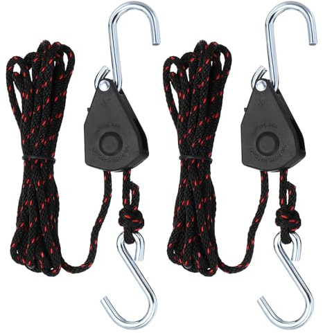 PATIKIL 2 Stück Kajakseil-Zurrgurte, 1/8 x 10 ft Schwerlast-Kajakseil Bug- und Heck-Zurrgurte Einstellbare Seil-Aufhänger Ratschen-Kajak-Transportzubehör