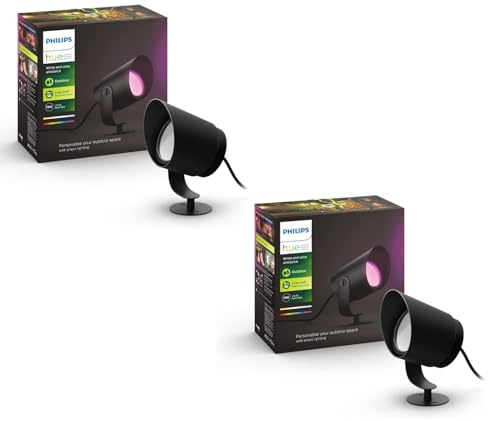 Philips Hue White & Color Ambiance Lily Gartenspot 2er Pack Erweiterung, erfordert Hue Bridge und Base Kit (separat erhältlich), funktioniert mit Alexa, Google Assistant und Apple HomeKit