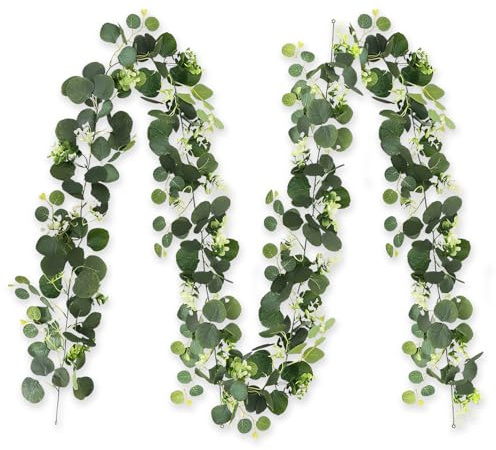 Guirnalda Eucalipto Artificial, 3pcs Enredaderas Artificiales Decorativas, Guirnalda Flores Artificiales Decoracion, Hojas Decorativas para Decoración de Fondo Boda Camino de Mesa Central