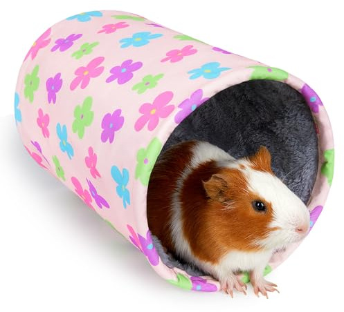 Hedgeink Tunnel per Conigli e Porcellini d’India – Tunnel Pieghevole in Tela con Morbida Pelliccia Lavabile – Giocattolo e Nascondiglio per Criceti, Ratti, Furetti e Piccoli Animali