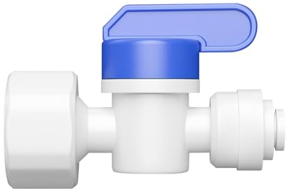 Ctyjia 1 Piezas RO Agua Recto Tubo Fitting, Conector Rápido Filtro Agua Adaptador, 1/2 Rosca Hembra a 1/4 Válvula de Cierre en Línea