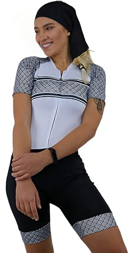 15 Farben Damen Anzug Einteiler Radtrikot Fahrrad Kurzarm Schnelltrocknend für Radfahren mit Taschen, 10, M