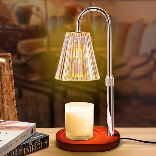 Candle Warmer Lamp - Electric Candle Lamp Warmer with Dimmer and Timer, Height Adjustable Flameless Candles Melting Light for Wax Jar with 2 Bulbs, Gift for Women, Mum, Teacher (Gold)