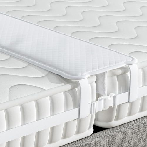 Cuña Unir Colchones 200x25cm, Puente para Colchones con Correa de Fijación de 9,5m, Kit Convertidor de Cama Individual a Matrimonio, Conector de Dos Camas, Ajustador De Camas para Unir Dos Colchones