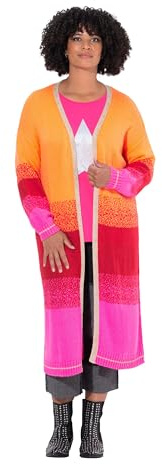 Angel of Style Damen große Größen Übergrößen Plus Size Long-Strickjacke, Blockstreifen-Farbverlauf, offene Form neon Berry 54+ 843748586-54+