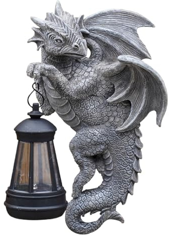 Statue de Dragon - Décor de Jardin | Lanterne Solaire | Lampe de Dragon extérieur, de Jardin, décoration de Balcon, lumière pelouse, Figure Solaire