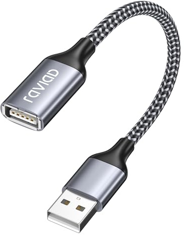 RAVIAD Câble Rallonge USB 2.0 0.5M, Câble Extension USB 2.0 Mâle A vers Femelle A Nylon Tressé Compatible pour Clé USB, Hub USB, Disque Dur Externe, Clavier, Imprimante, Webcam -Gris