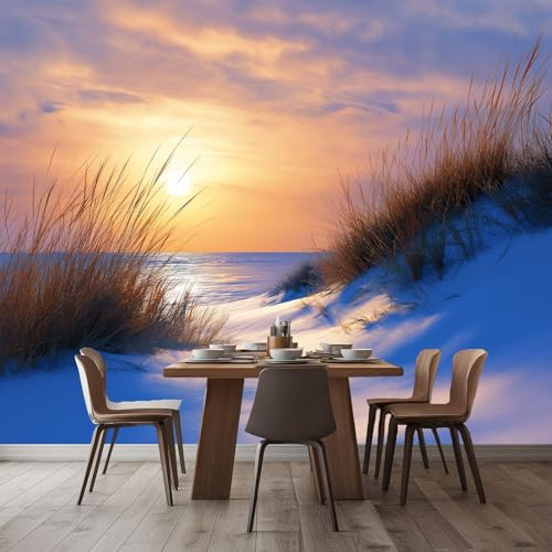 Generico Fotomurale 3D Carta Da Parati Tramonto Sulle Dune Del Mare 400x280 cm Murales Panoramica 3D, Carta Da Parati Fotomurale Arte Moderna per Soggiorno, Camera Letto