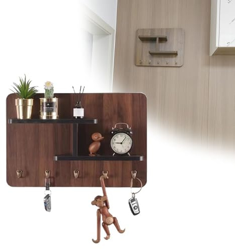 Vibeo Cache Compteur Electrique Cache de Tableau Électrique avec Étagère et Crochets, Cache Décoratif en Bois pour Boîtier de Disjoncteur, Cache de Compteur Mural(Style B,22x18in/55x45cm)
