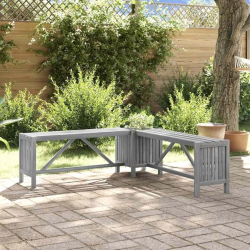 Panca da Giardino, Legno di con 2 Fioriere, Panca da Esterno per Fiori, Panchina da Parco, Panca da Giardino, Panca da Esterno (117×117×40 cm)