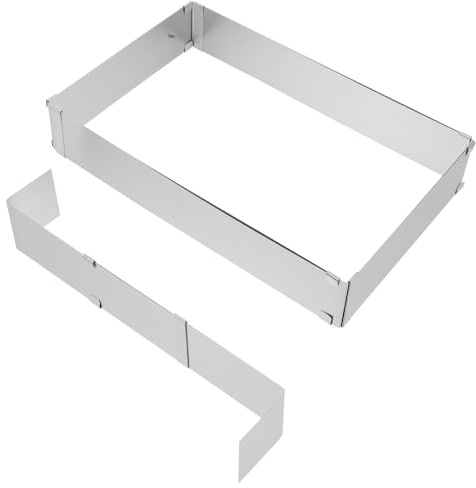 TOYANDONA Aro Rectangular Ajustable para Mousse de Acero Inoxidable Molde para Repostería Pequeño Borde Extensible Herramienta para Tartas y Postres Apto para Hornear y Decorar