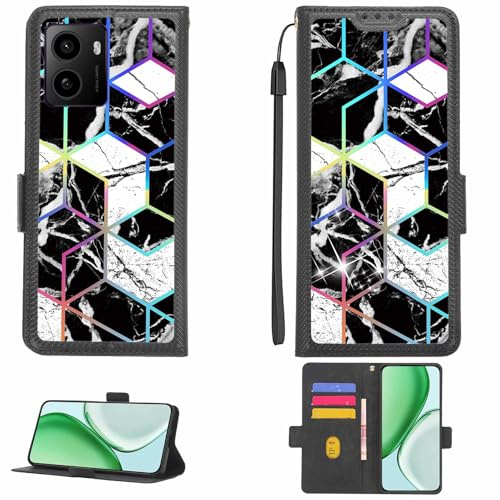 Aroepurt Case Compatible for BigPurplePhone Silverfox Senior Smartphone Phone Case Flip Cover [with Tempered Glass Screen Protector][RFID Blocking][Colorful Reflect Light] LPT-HS