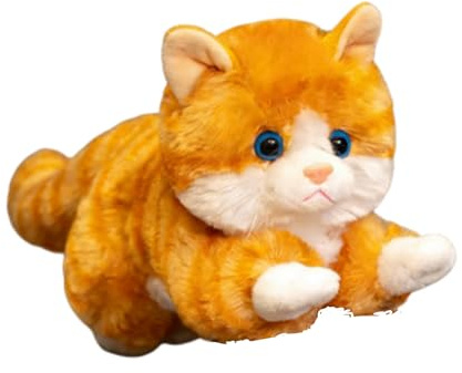Xiyocadt Kuscheltier Katze Lebensecht,Simulation Kurzhaar Nette Katze Puppe Kuscheltier, Plüschfiur Geschenk Tier Puppe Ausgestopftes Tier, Geschenk Tier(31cm,Weiß) (Orange)