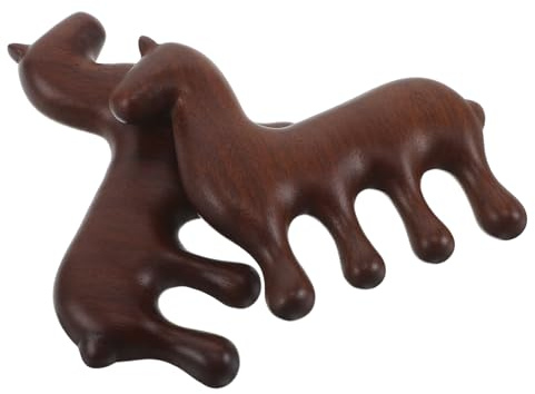 TOYZFRIENDY Peine Masajeador de Madera 2 Unidades para Cuero Cabelludo Diseño Tradicional Año del Caballo, Cepillo de Masaje Capilar de Meridianos y Exfoliante para Spa y Relajación