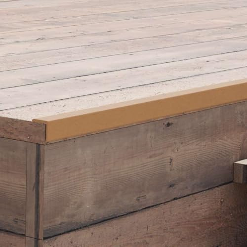 Lot de 5 plinthes d'angle WPC, 170 cm, couleur bois de teck, pour bords de terrasse et profilés d'escalier, résistants à l'eau en composite bois-plastique pour une finition durable