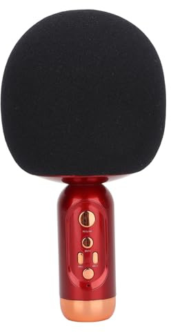 Omquot Microfono Portatile Ricaricabile Bluetooth Supporto per Altoparlante Scheda di Memoria Microfono per Canto Wireless per Bambini Adulti Riproduzione Musicale Materiale Leggero
