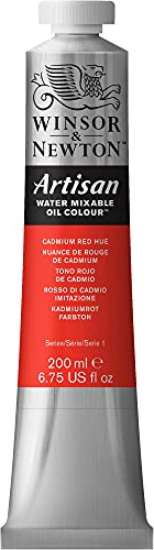 Winsor & Newton Huile Diluable à l’eau Artisan - Couleurs à l'huile Pour les Arts Plastiques - Sans Solvants, Se Diluer à l’eau, Tube de 200ML, Couleur Nuance de Rouge de Cadmium