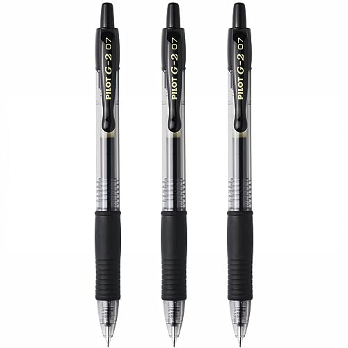 Pilot G-2 0.7mm fein einziehbar Stift - Schwarz (3er-Pack)